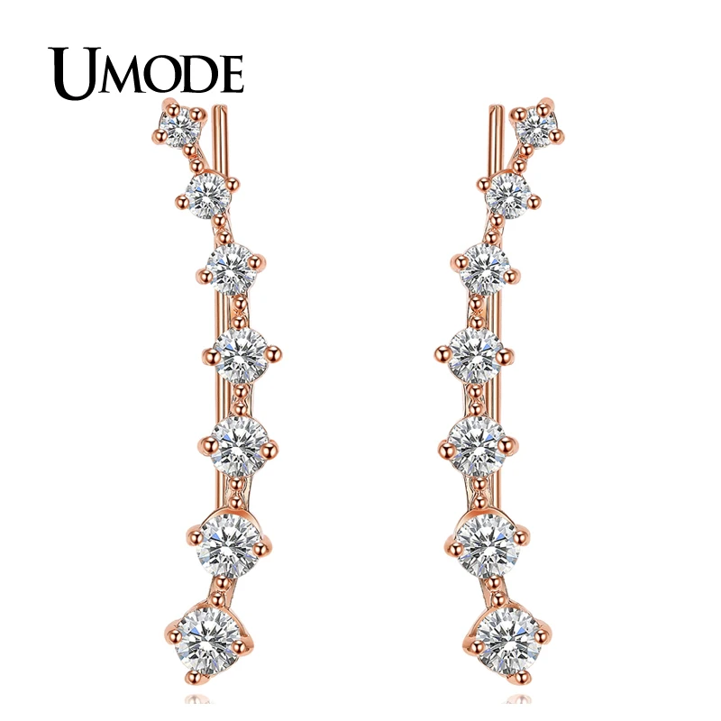 font b UMODE b font 2016 New Four Prong Setting 7pcs Rose White Gold Plated