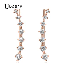 UMODE 2016 New Four-Prong Setting 7pcs Rose / White Gold Plated Ear Hook Stud Earrings For Women Jewelry Fashion Trendy AUE0197A