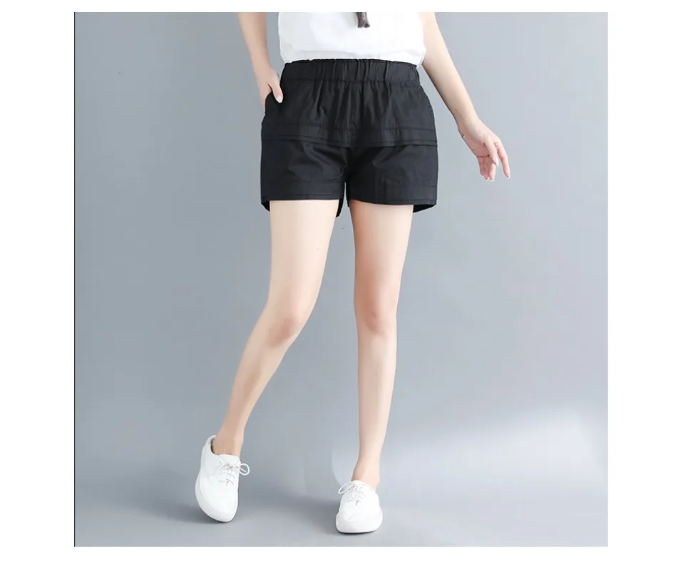 Vintage Old washed women shorts All match lady cotton shorts withe pockets Plus size casual women trousers Bottoms hots