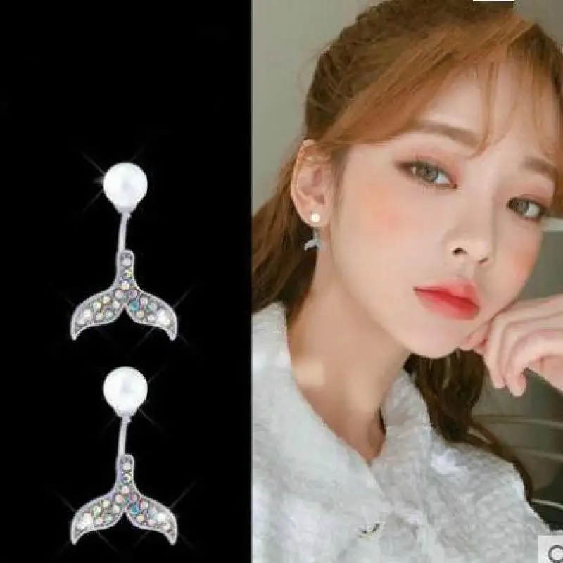 Серьги Модные ювелирные изделия популярные серьги кристалл Цвет висят хвост дельфина после двух износа серьги ювелирные изделия