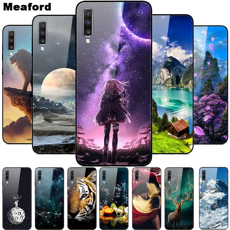 

For Samsung A70 A 70 Case Tempered Glass Case Hard Back Cover Phone Case For Samsung Galaxy A70 2019 A705 A705F TPU Bumper Cases