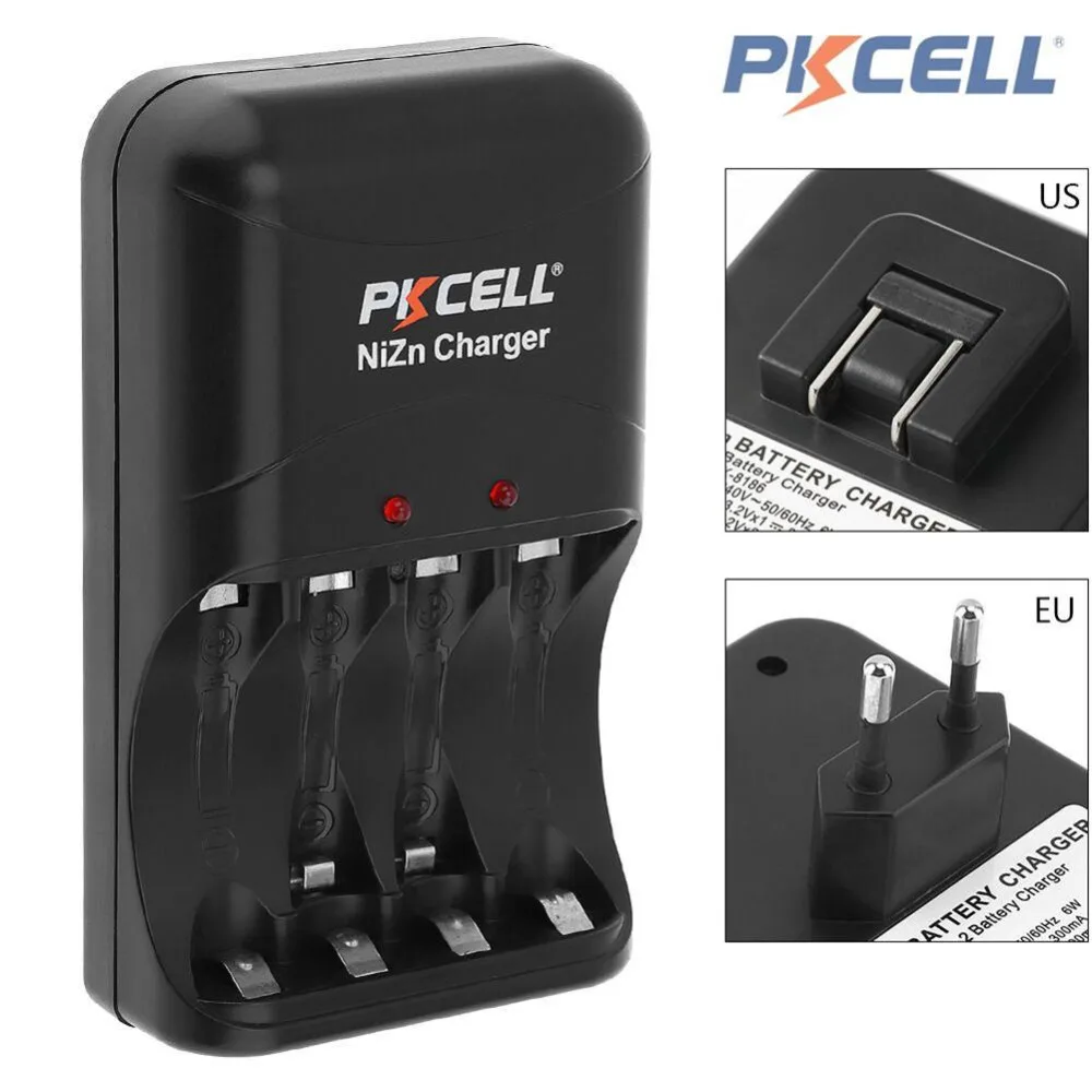 Beste PKCELL 1PC Acculader 8186 NIZN Belasting AA of AAA NIZN Display LED nizn Batterijen EU US Plug voor 2 om 4 Stuks Gratis Verzending