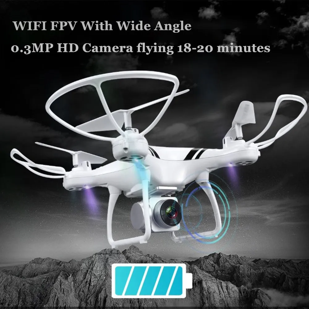 Cámara Drones con Wifi FPV HD Cámara ajustable altitud mantener una tecla retorno/aterrizaje/apagado sin cabeza RC Quadcopter drone