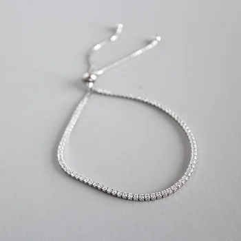 

2MM Women's Slim Wholesale Authentic 925 Sterling Silver Jewelry Prong white zirconia AAA+Tennis Chain Bracelet S1