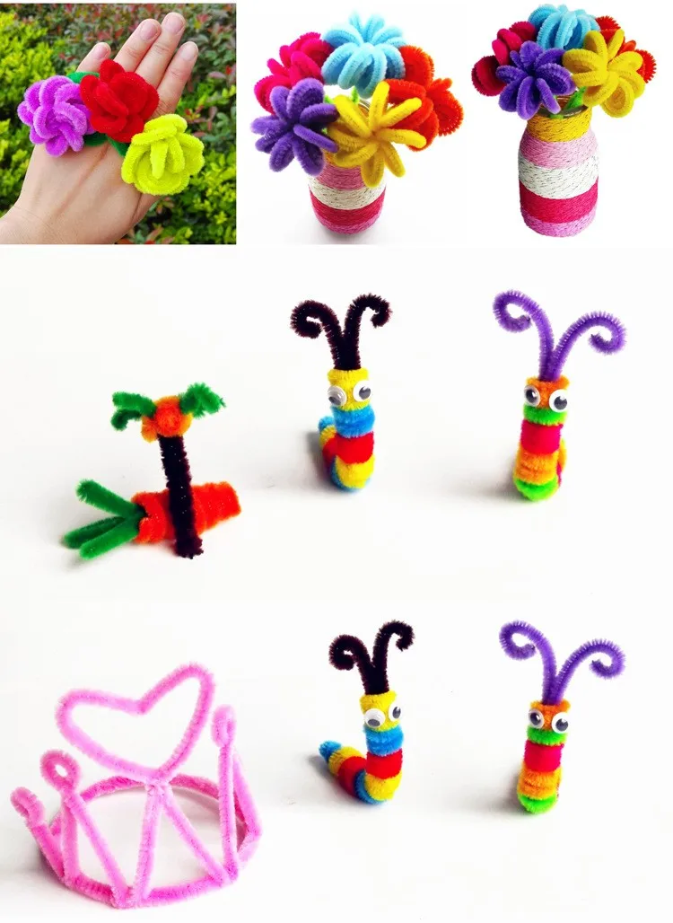 100 шт шенилловые стебли Красочные палочки детские игрушки детский сад DIY ручной работы материал творческие детские развивающие игрушки