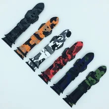 Силиконовый Камуфляжный ремешок для часов Apple Watch 42 мм 44 мм ремешок 38 мм 40 мм браслет iWatch серии 5 4 3 2 1