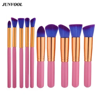 

Pink Professional Makeup Brush 10pcs Purple Synthetic Hair Foundation Powder Pincel Maquiagem Cosmetic Make Up Brushes Set Gold