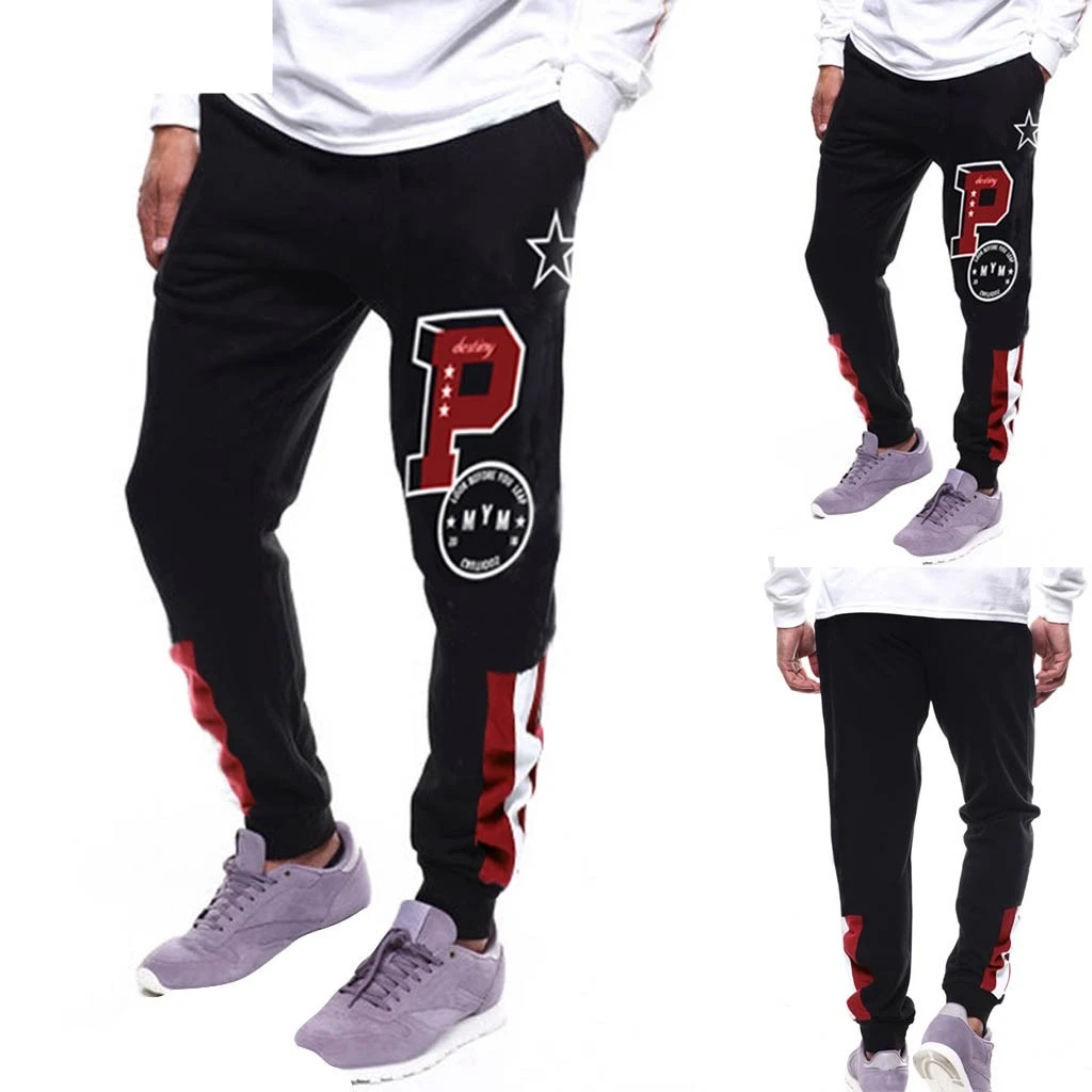 2018 New Warm  2018  Men Splicing Printed Overalls Casual Pocket Sport Work Casual Trouser Pants Autumn Tops  18NOV28