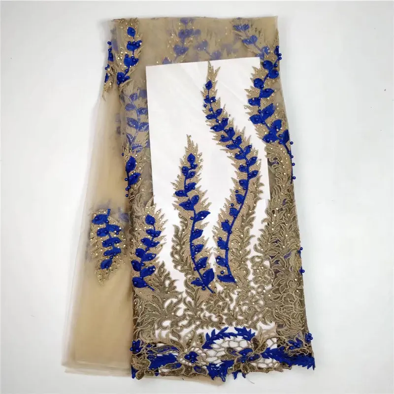 

African lace fabric with nice beads 2018 latest design french lace fabric tulle beautiful popular high end lace fabric