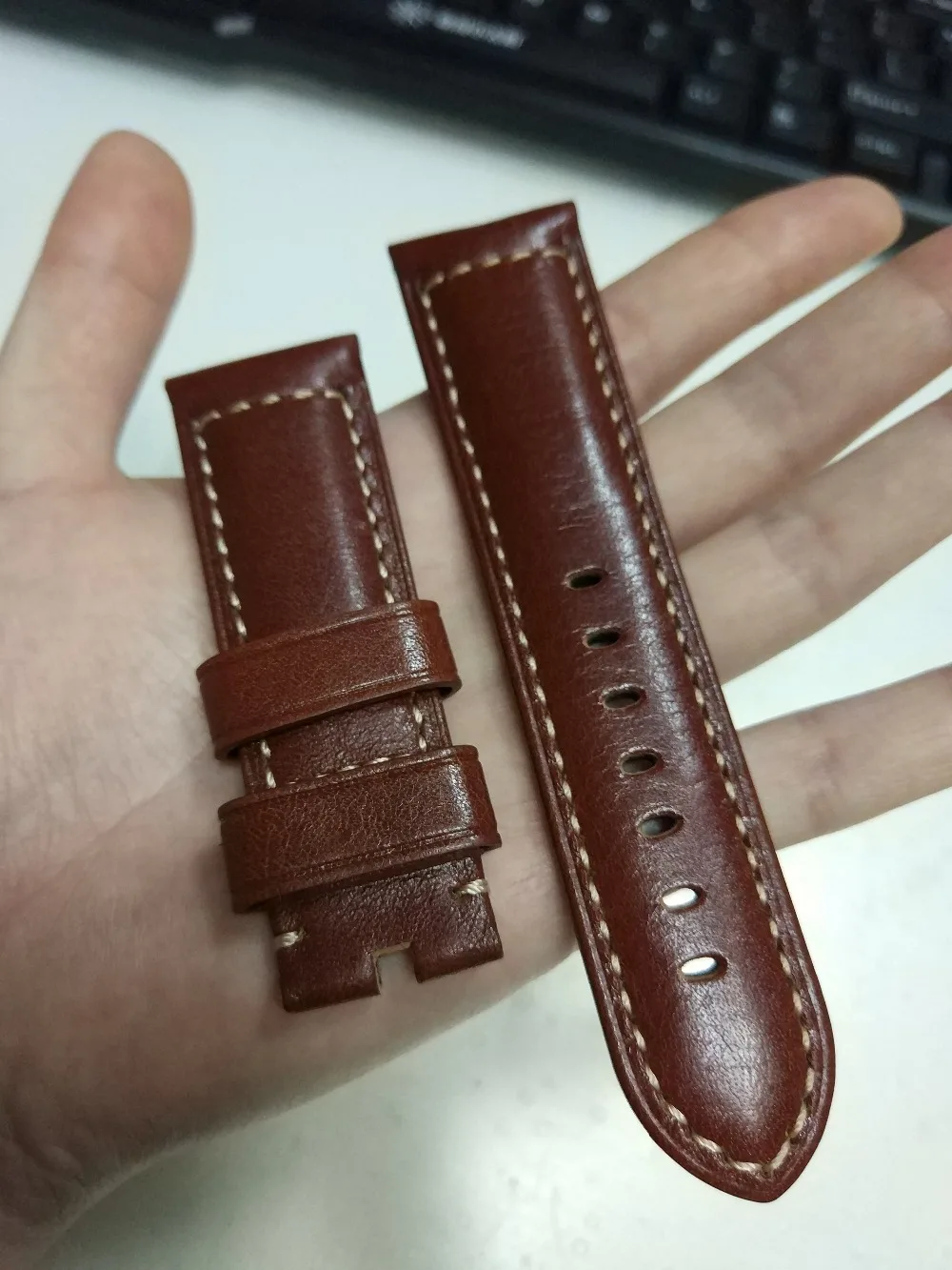 D358 Fashion Maroon Italian Genuine Leather Watch Strap 24/22mm Watchbandgenuine leather watch