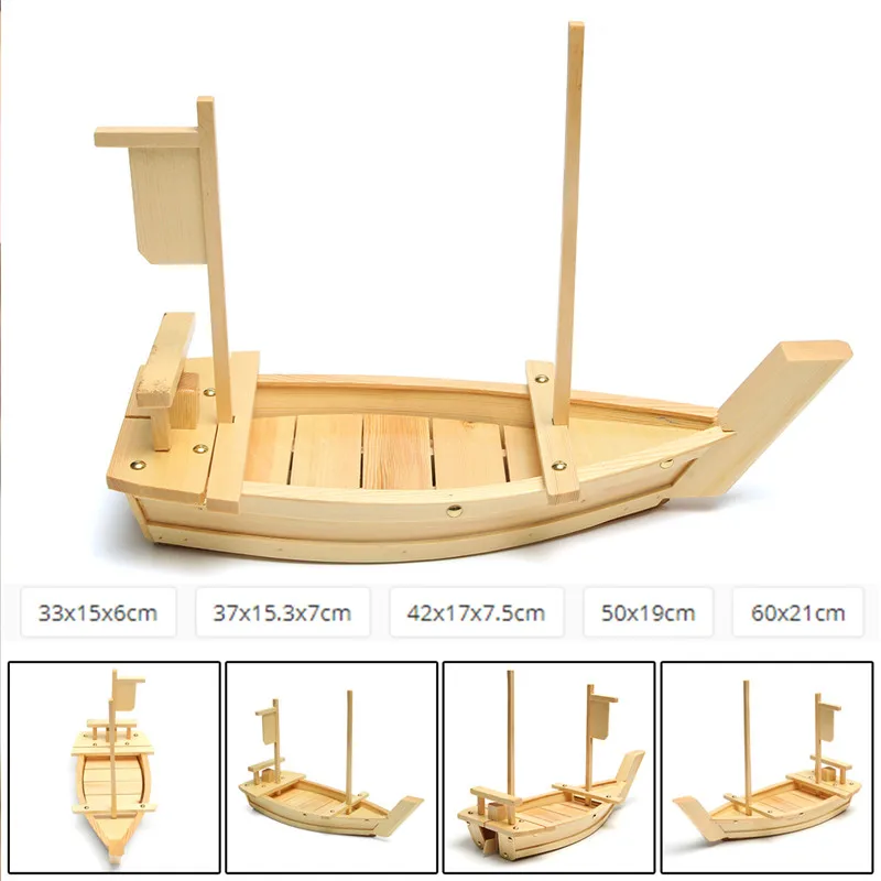 

5 Size Japanese Cuisine Sushi Boats Sushi Tools Wood Handmade Simple Ship Sashimi Assorted Cold Dishes Tableware Bar
