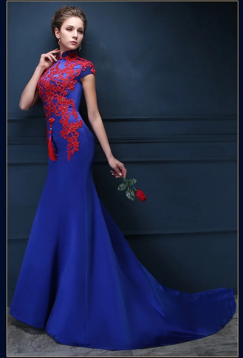 Royal blue Mermaid oriental styled dress (22)