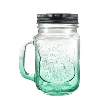 Модная винтажная стеклянная Питьевая тара, бутылка, чашка 500 мл/17 унций, синий - Цвет: Green