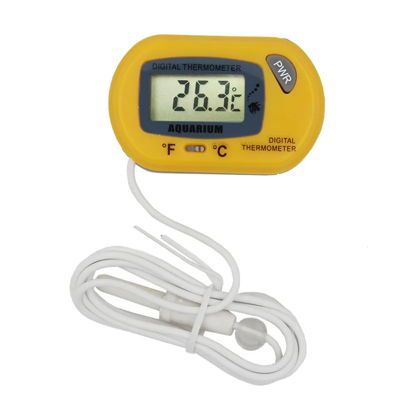 Цифровой ЖК-дисплей Аквариум Террариум для рептилий температурный Термометр Зонд метр холодильник с присоской скидка 10 - Цвет: Yellow