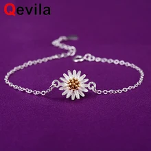 Qevila/модные ювелирные изделия с покрытием из чистого серебра 925 г., элегантный сладкий ромашка ножной браслет для пикантных женщин Femme босоножек босиком
