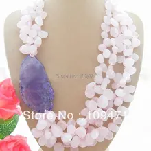 Потрясающие! Розовый кристалл и 30x56 мм оникс ожерелье