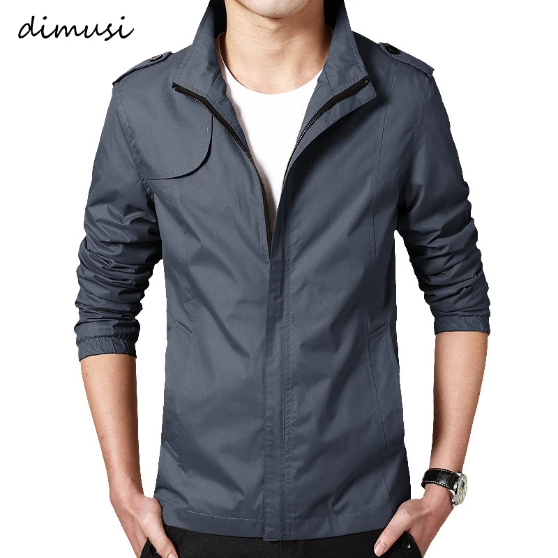 

DIMUSI Autumn Men Jacket Windbreaker Male Overcoat Casual Solid Jacket Slim Fit Stand Collar Men Windproof Jacket Coat 5XL,YA685