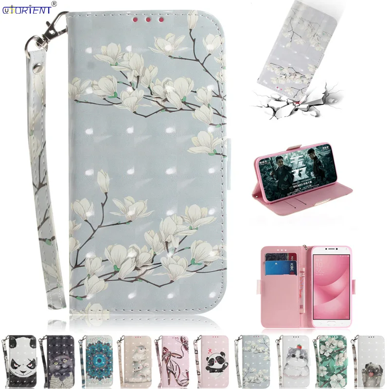 

For ASUS ZenFone 4 Max Pro ZC554KL PU Leather Flip Case X00ID ZC554 ZC 554 KL 554KL Cute 3D Painting Stand Phone Wallet Cover