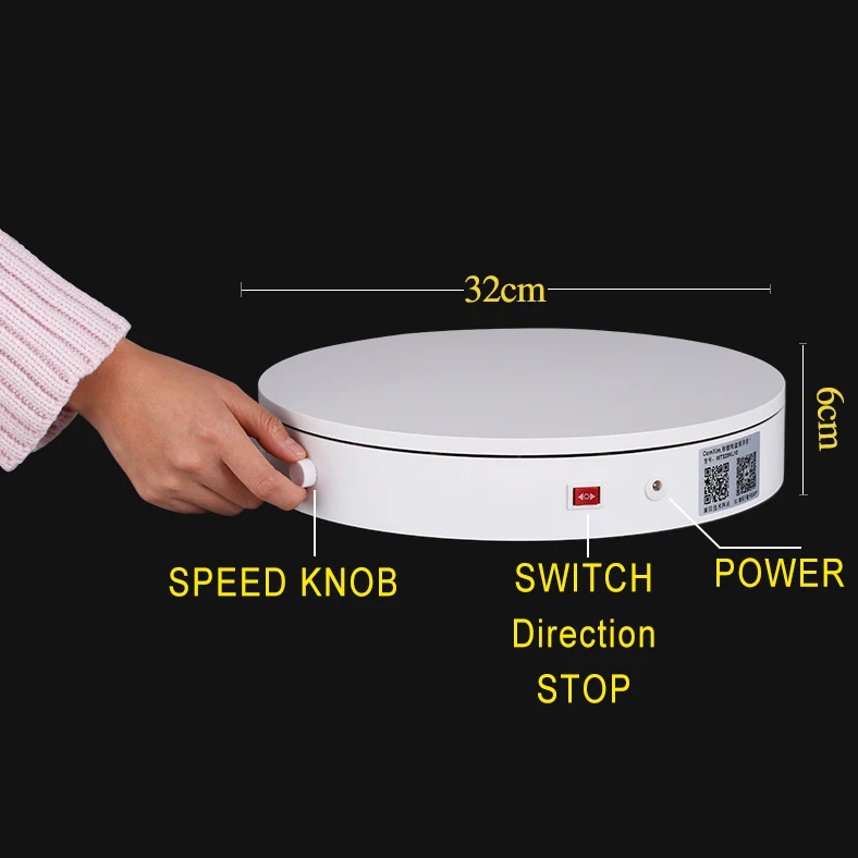 32cm quality Intelligent 360 Photography Turntable, Speed via knob/Direction controlled via switch intelligent electric turntable for 360 photography speed