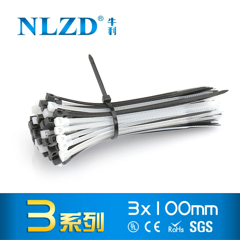 Buy 3*150mm White Black Cable Wire binding wrap straps