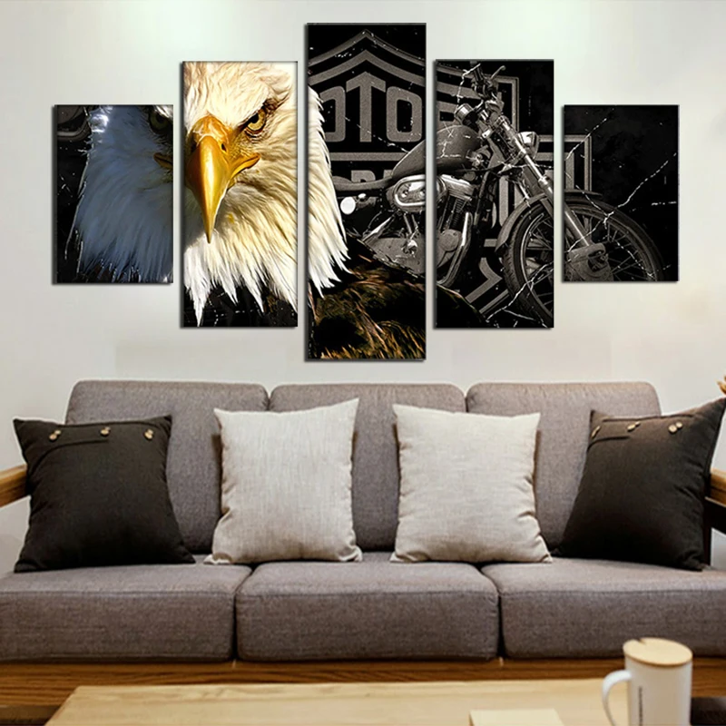

5pcs/Set Eagle and Motorcycle DIY Diamonds Painting Rhinestone Painting Wall Stickers Home Crafts Wall Decoration Painting