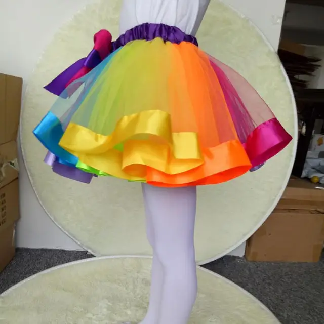 2018 Hot Selling Kids Lovely Handmade Colorful Tutu Skirt Girls Rainbow Tulle Tutu Mini Dress Dance Bubble Skirt 1-9T