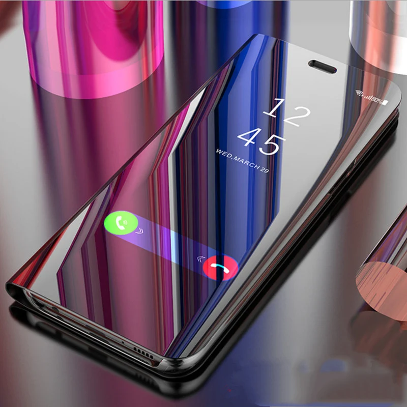 Чехол для iPhone X XS Max XR 8 plus с откидной подставкой и Прозрачным Зеркалом |