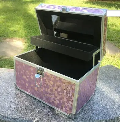 Профессиональный большой емкости алюминиевый сплав косметическая коробка портативный двойной открытый многослойный косметический ящик многофункциональный ящик для инструментов - Цвет: 27cm