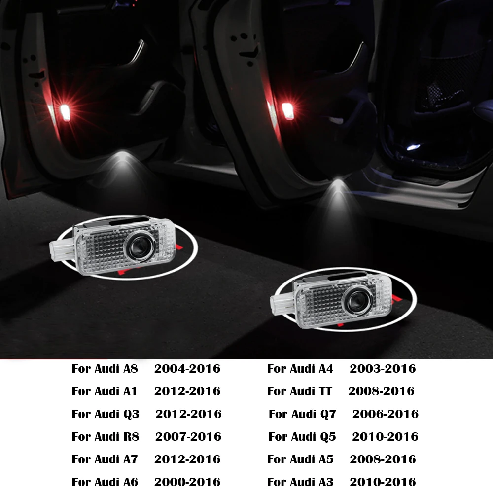 

2pcs/lot LED Courtesy Light Car Door Light For Audi A3 A6 C6 A4 A1 A5 A7 B6 B8 B5 C5 Q7 Q5 TT A8 R8 S3 S4 S5 S6 S7 S8 S line RS