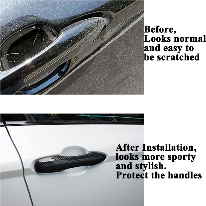 SEEYULE ABS Silver Carbon Fiber Style Car Door Handle Decoration Covers Protector Styling Accessories for Toyota Camry 2018 SEEYULE ABS Silver Carbon Fiber Style Car Door Handle Decoration Covers Protector Styling Accessories for Toyota Camry 2018