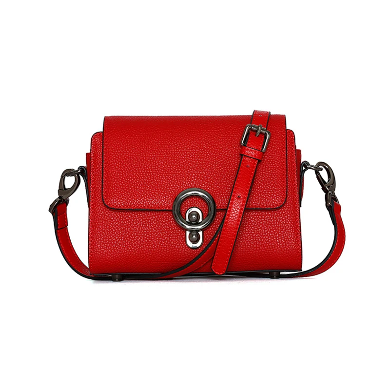 

Summer Korean version of the new first layer of acacia lichee tattoo women's single shoulder bag fashion with a round lock butto