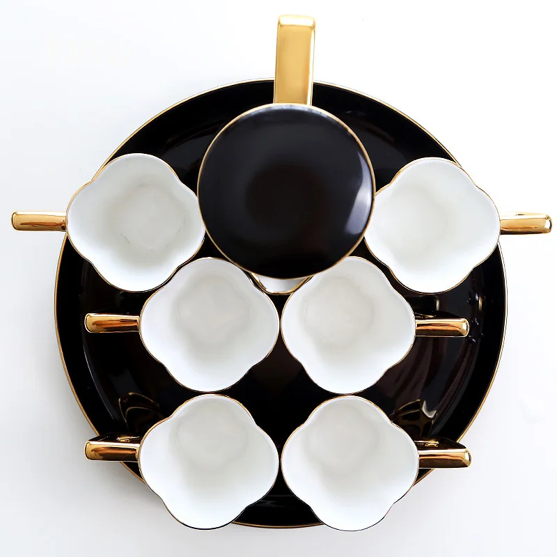 Черный 170 мл набор чайных чашек Европейский стакан для воды чайный горшок чайный набор кунг-фу чайная чашка чайная посуда наборы Подарочная коробка чайные вечерние чашки для кофе набор для дома - Цвет: 6cups set