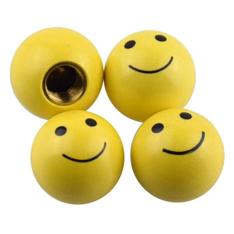 4x Car Yellow Smile Face Ball Wheel Tyre Valve Stem Air Dust Cap for Nissan/Cube | Автомобили и мотоциклы
