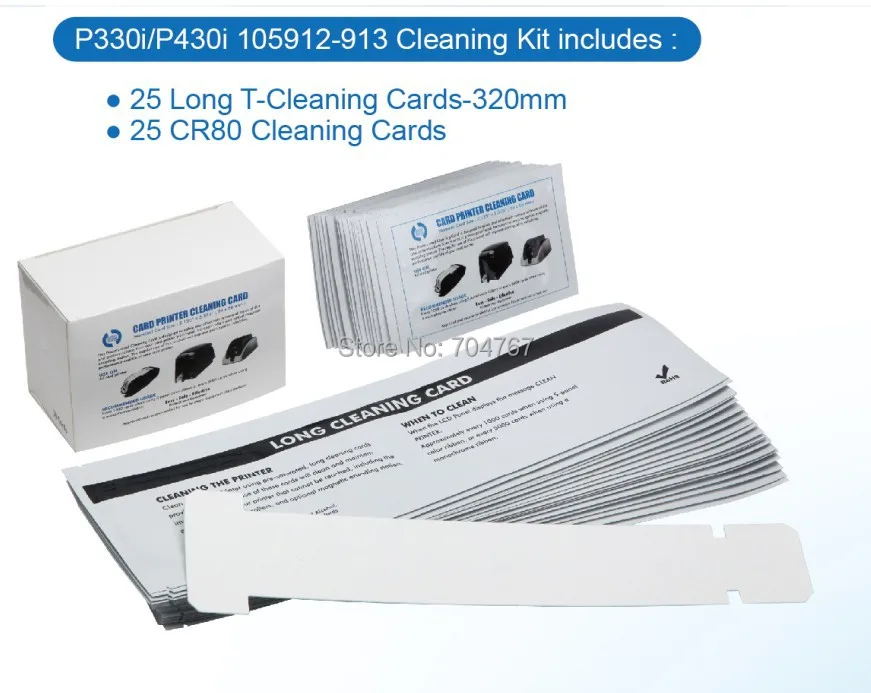 Zebra P330i/P430i Card Printer Cleaning Cards/Kits 105912 913printer