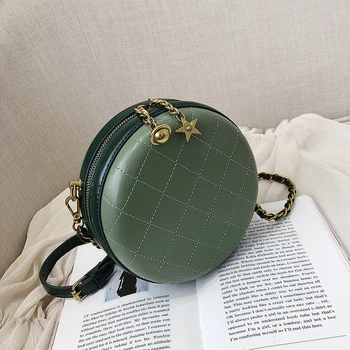 

European and American Fashon design female shoulder bag PU female bag polyester handbag round bag qq123
