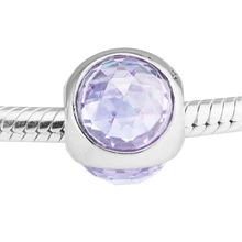 Подходит для браслетов Pandora, Сияющие капли, бусины с Лавандовое кристаллическое серебро пробы, ювелирные украшения, амулеты