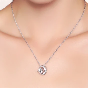 

Silver 925 Necklace Moon Pendants for Women Colgante Mujer Bijoux Bizuteria Gemstone Necklace silver 925 jewelry Pendants