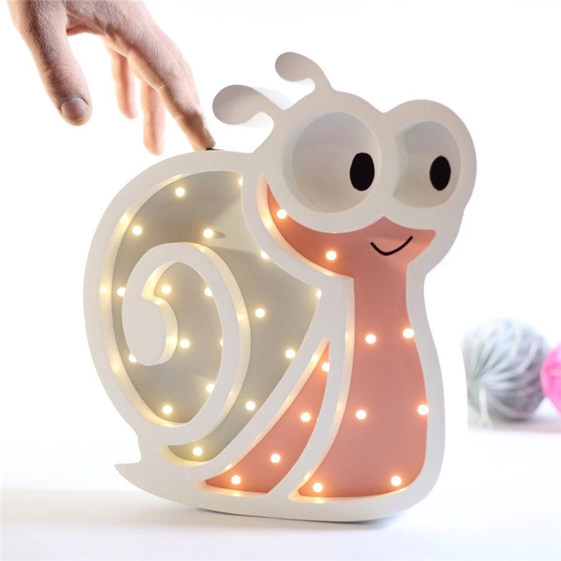 Wooden Cute Snails LED Night Light Children's Day Lovely Animal Gifts