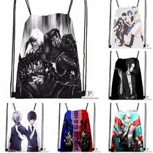 Изготовленная на заказ походная сумка на шнурке с изображением японского Гуля канеки Кена, милый рюкзак для детей(черная спинка), 31x40 см#180531-04-25