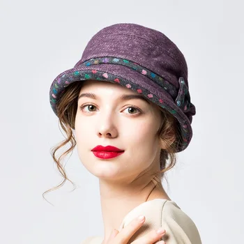 

Lady Fashion Winter Hat Female Basin Painter Warm Cap Leisure Cute British Hat Students Wool Travel Cap Foldable B7815
