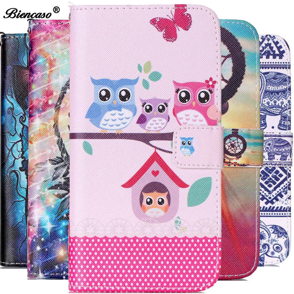 

Elephant Owl Pattern Wallet Flip Phone Case for iPhone 4 4S 5 5S SE 5C i6 6 6S 7 Plus 8Plus Cover For iPhone 8 Fundas B21