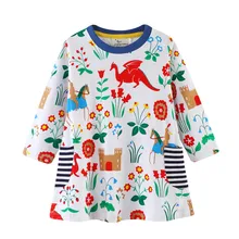 Jumping meter/Брендовые платья Одежда для маленьких девочек от 18 месяцев до 6 лет, трикотажное платье принцессы с принтом, Осеннее хлопковое платье для девочек