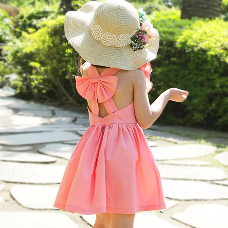 

Dosoma Girls Backless Dresses Summer 2018 Cute Bowknot Splicing Dress for Baby Girl A Line Princess Dresses Children Clothing