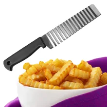 Картофель фри резак из нержавеющей стали кухонные аксессуары зубчатое лезвие легко нарезки Банан Фрукты Картофель волна нож измельчитель