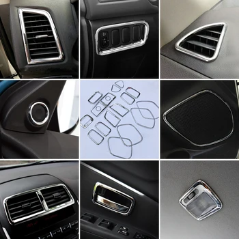 

ABS Chrome Plastic (bright ) Accessories Interior Kit Decoration Cover Trim 17PCS for Peugeot 4008 2012 2013 2014 2015 2016