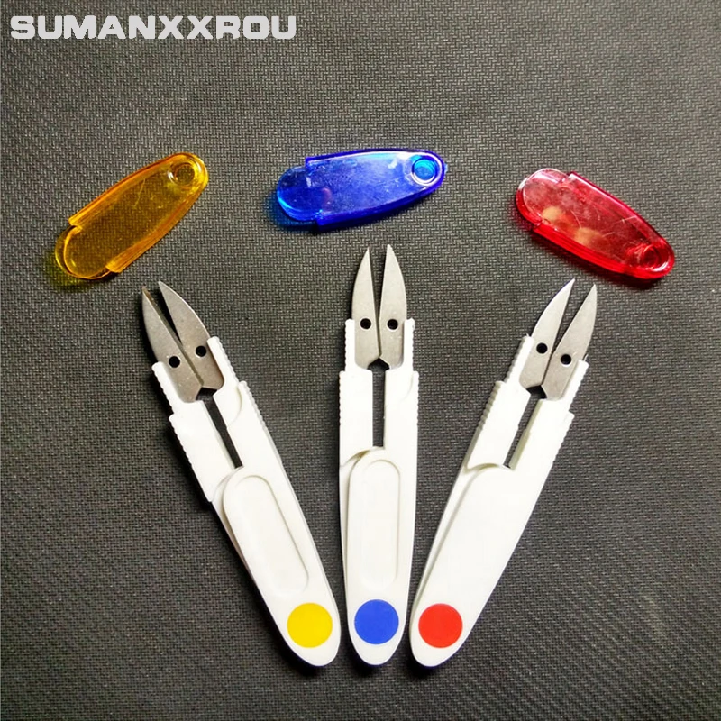 Portable Scissors Plastic Handle with covers stainless steel Capped