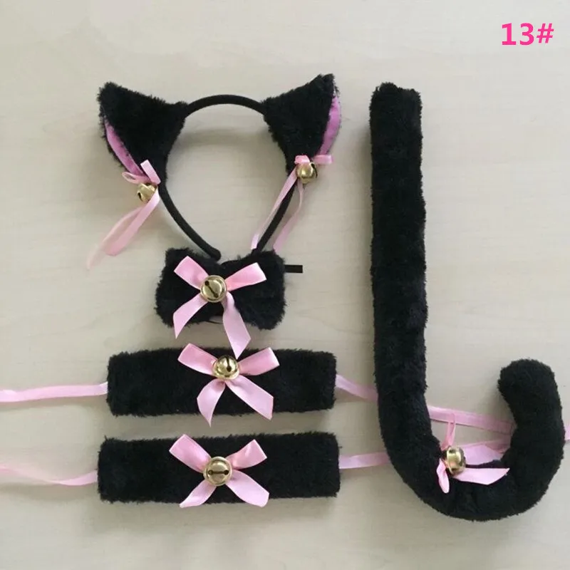 Cosplay&ware Cartoon Cat Fox Ear Bell Headband Bow Neckwear Maid Anime Cosplay Fancy Dress Set Women Girls Party Props Costume -Zentai shop online