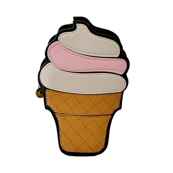 

New Cute Cartoon Women Ice cream Cupcake Mini Bags PU Leather Small Chain Clutch Crossbody Girl Shoulder Messenger bag