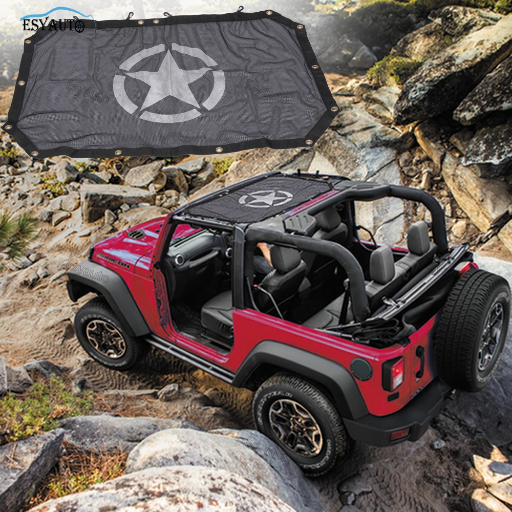 Black Sunshade Mesh Top Cover Durable Off Road Roof Eclipse UV Protection  Star Styling for Jeep Wrangler JK 2 Door 4 Door|jeep cover|cover jeepstyle  cover - AliExpress