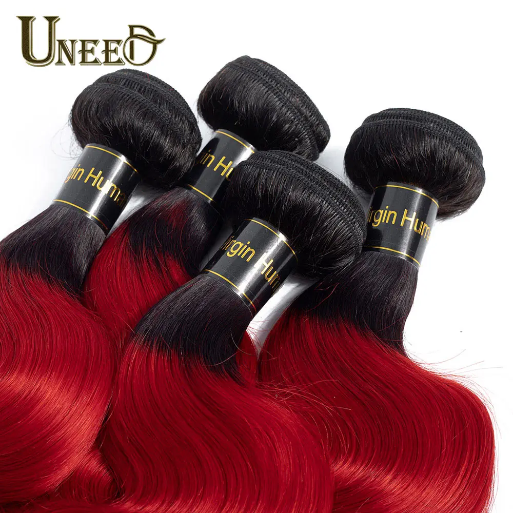 Uneed Pre-Colored Dark Roots Red Ombre Malaysian Hair Bundles 1/3/4 Pcs Malaysian Body Wave T1B/Red No-Remy Human Hair Weave Uneed Pre-Colored Dark Roots Red Ombre Malaysian Hair Bundles 1/3/4 Pcs Malaysian Body Wave T1B/Red No-Remy Human Hair Weave